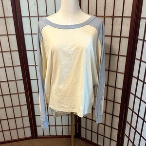 Sunday morning women’s Cream and Blue Long Sleeve Top causal top loungewear